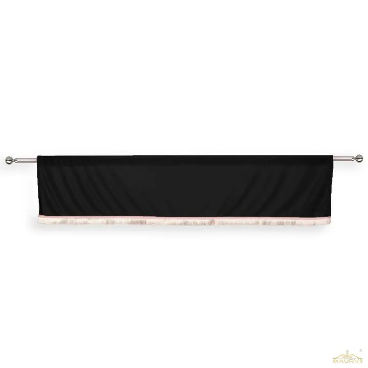 Modern Look Black Valance Curtains With Ivory Fringe