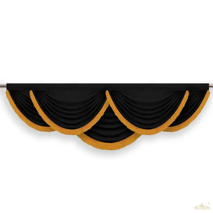 Window Treatments For Wide Windows In Black Color With Swag Valance Design