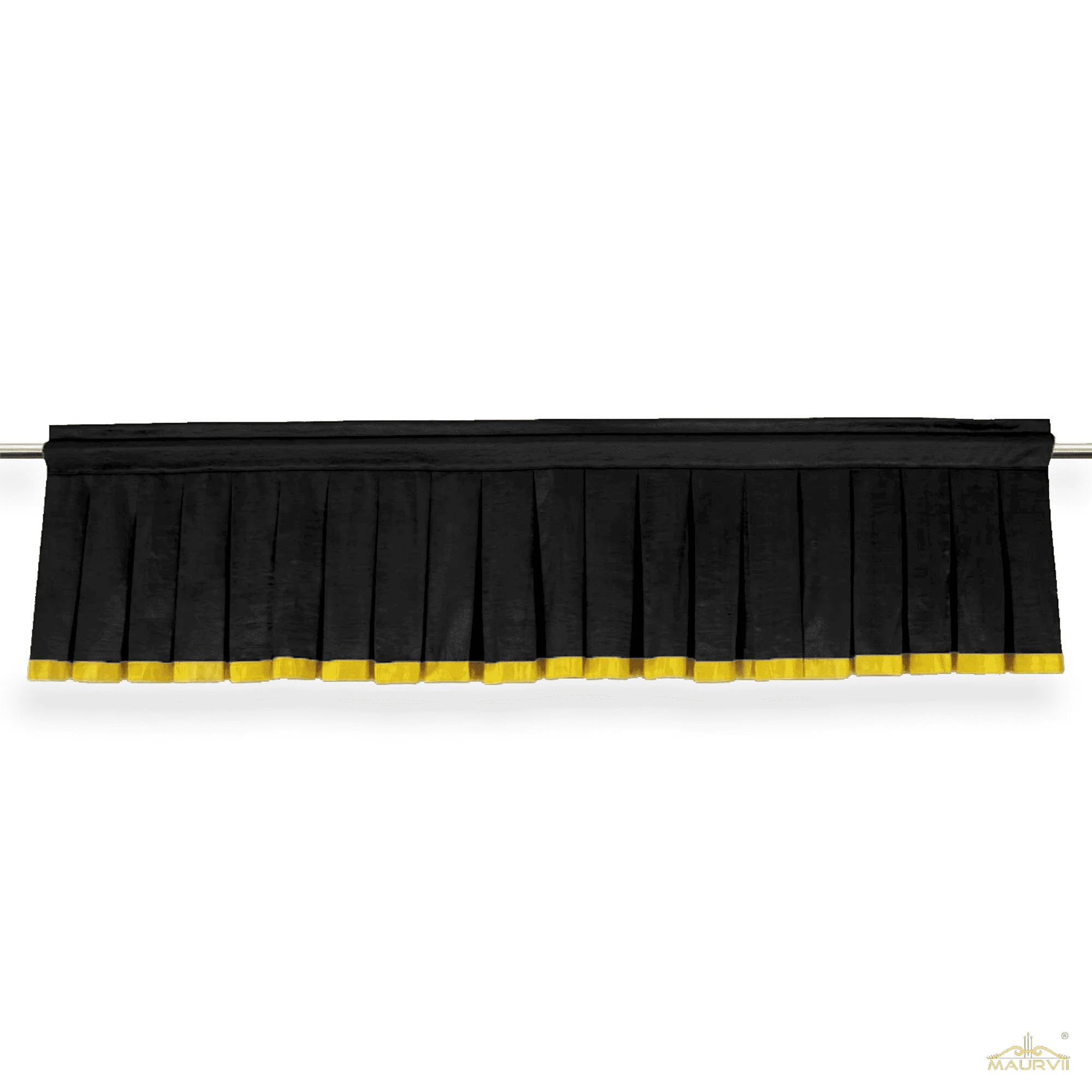 Black Color Box Pleated Window Valance Hanged with rod