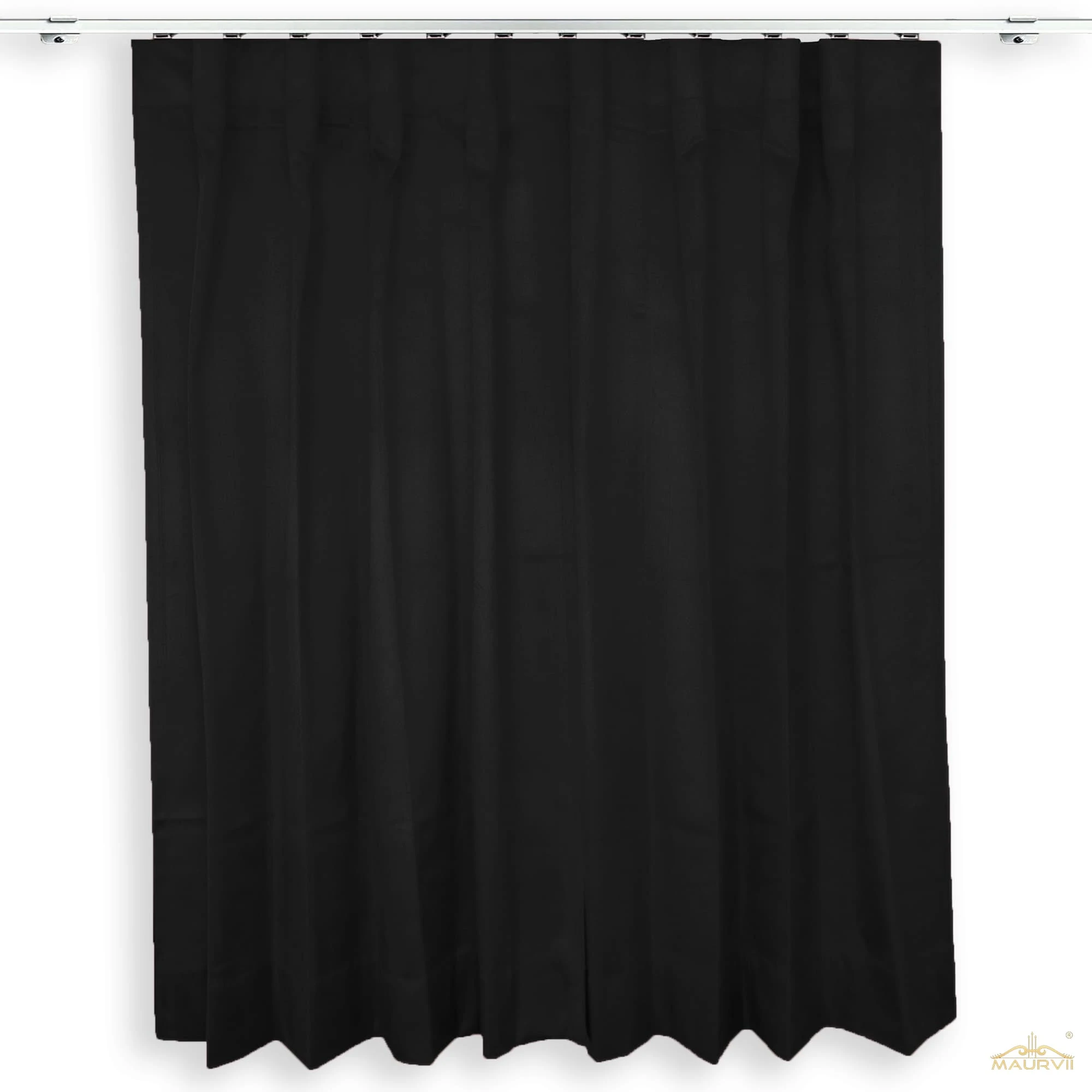 Triple pleated velvet curtains in black color