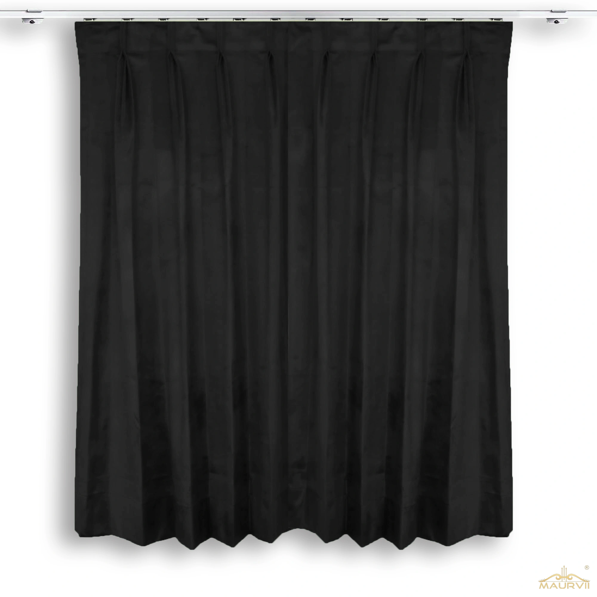 Double pleated velvet stage curtains in black color
