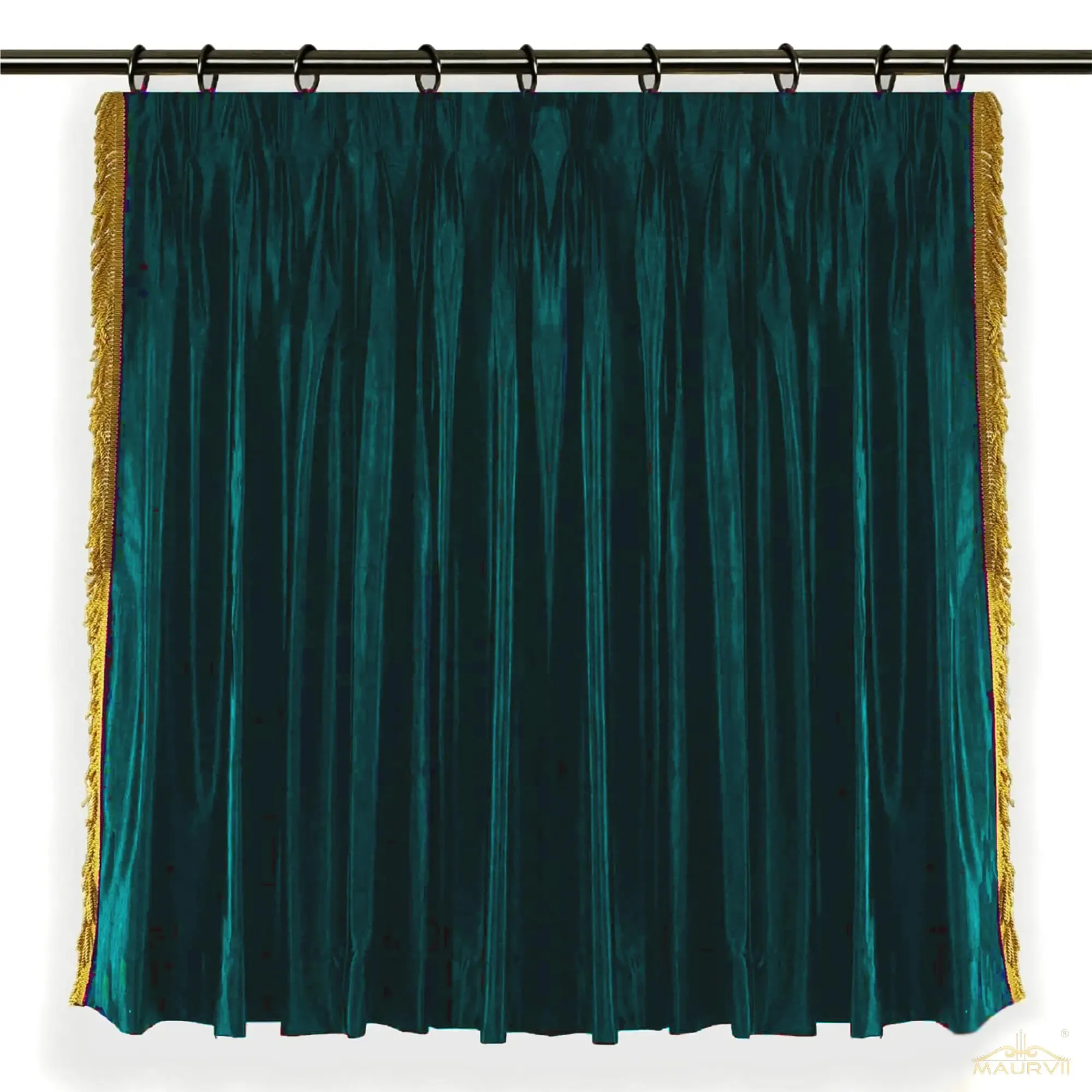 Blue fringe curtains