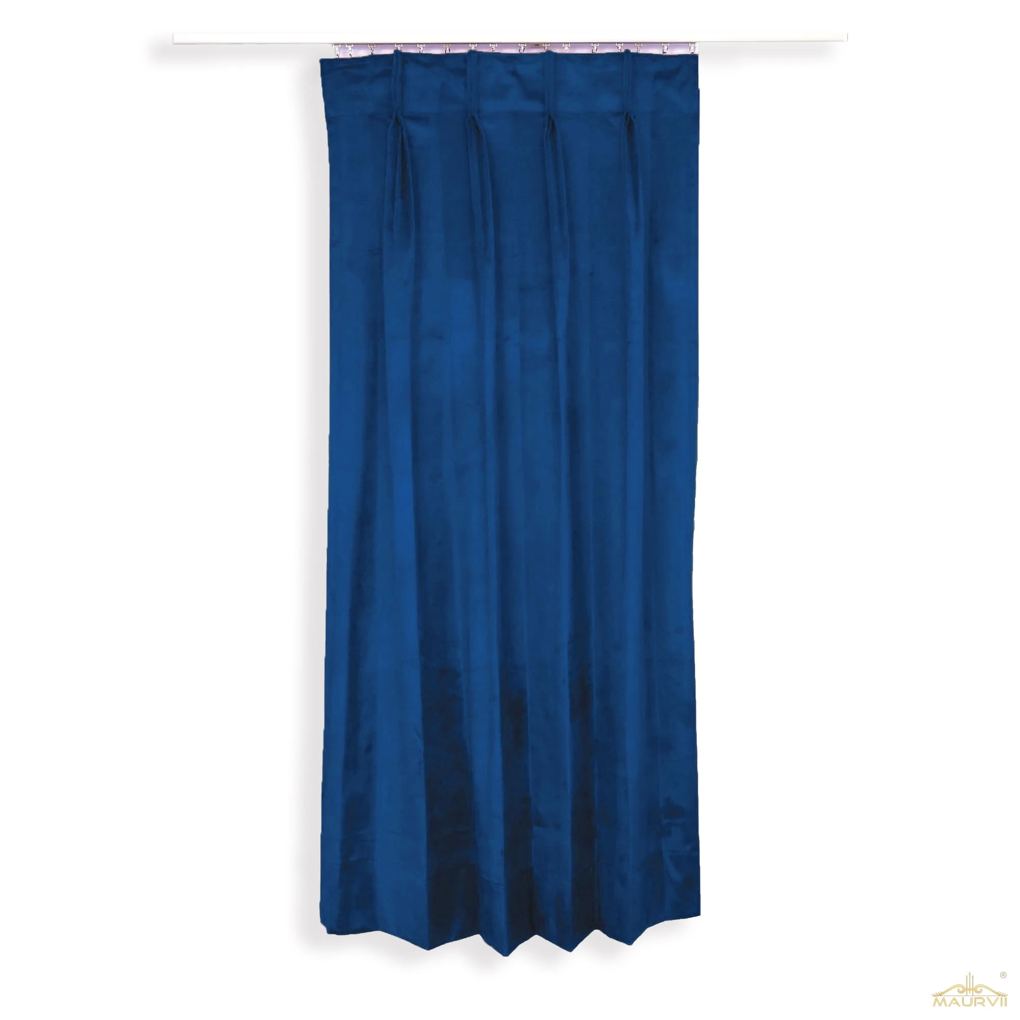 Blue color velvet drapes