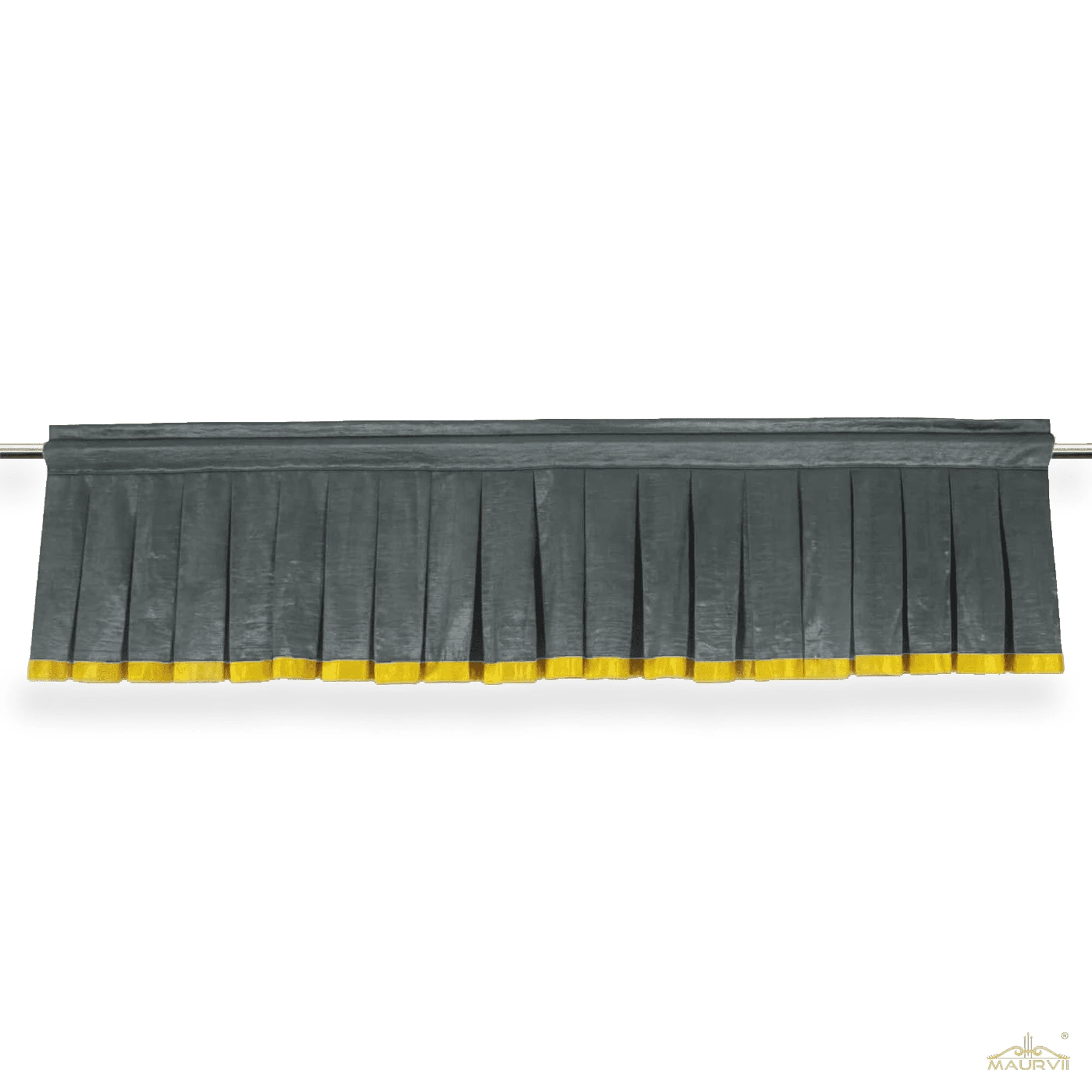 Grey Box Pleated Valance With Golden Trim