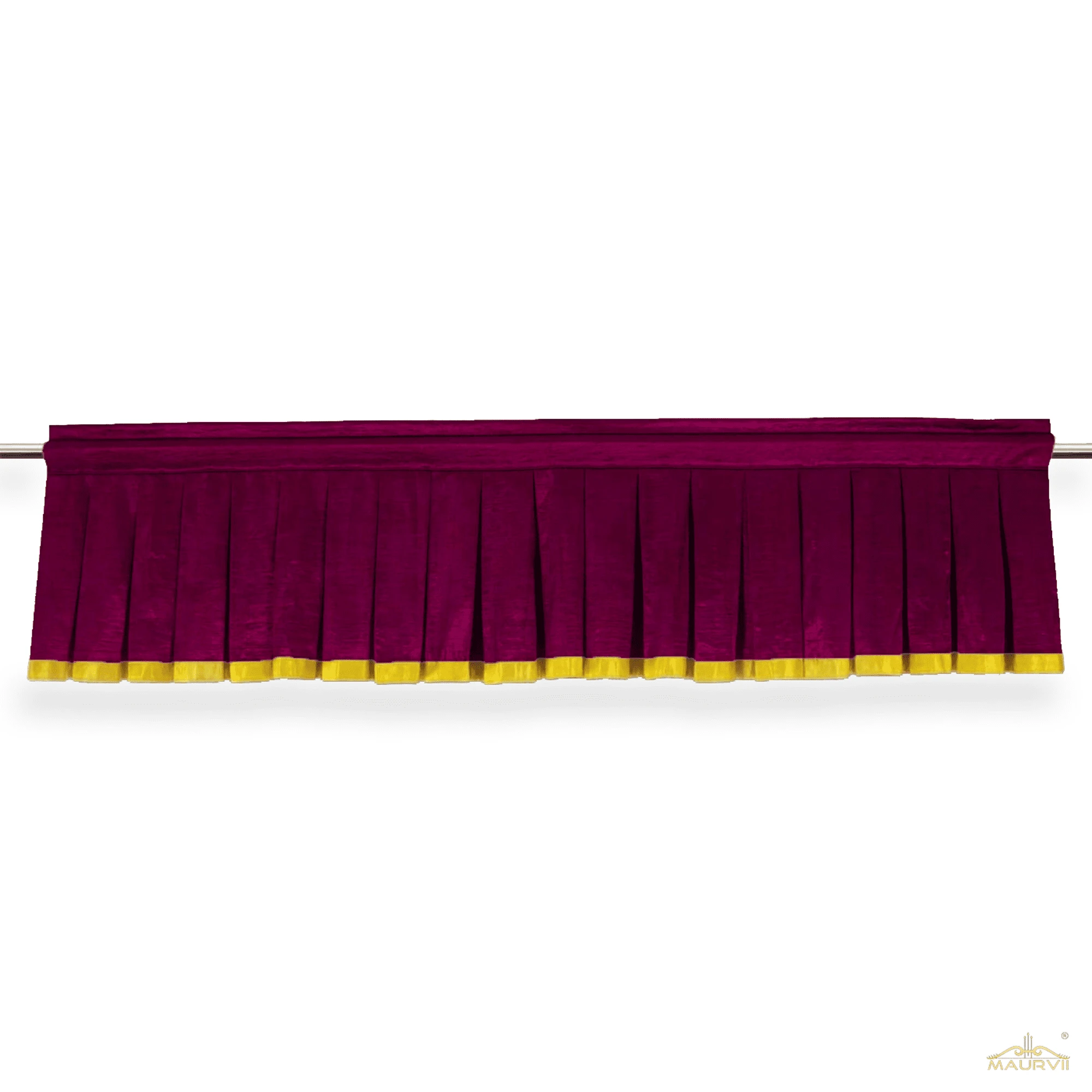 Box Pleated Valance Design With Golden Trim
