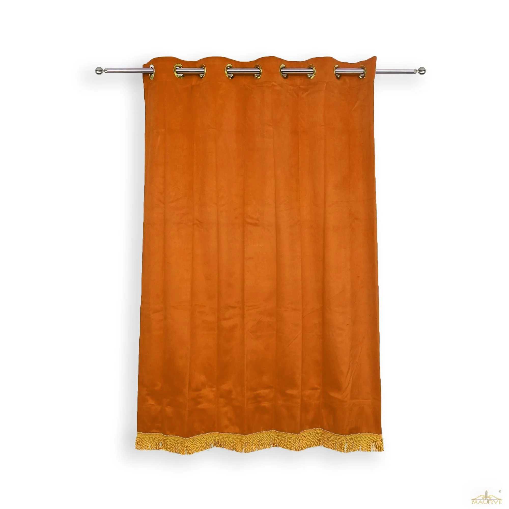 Brown stage curtains with fringe