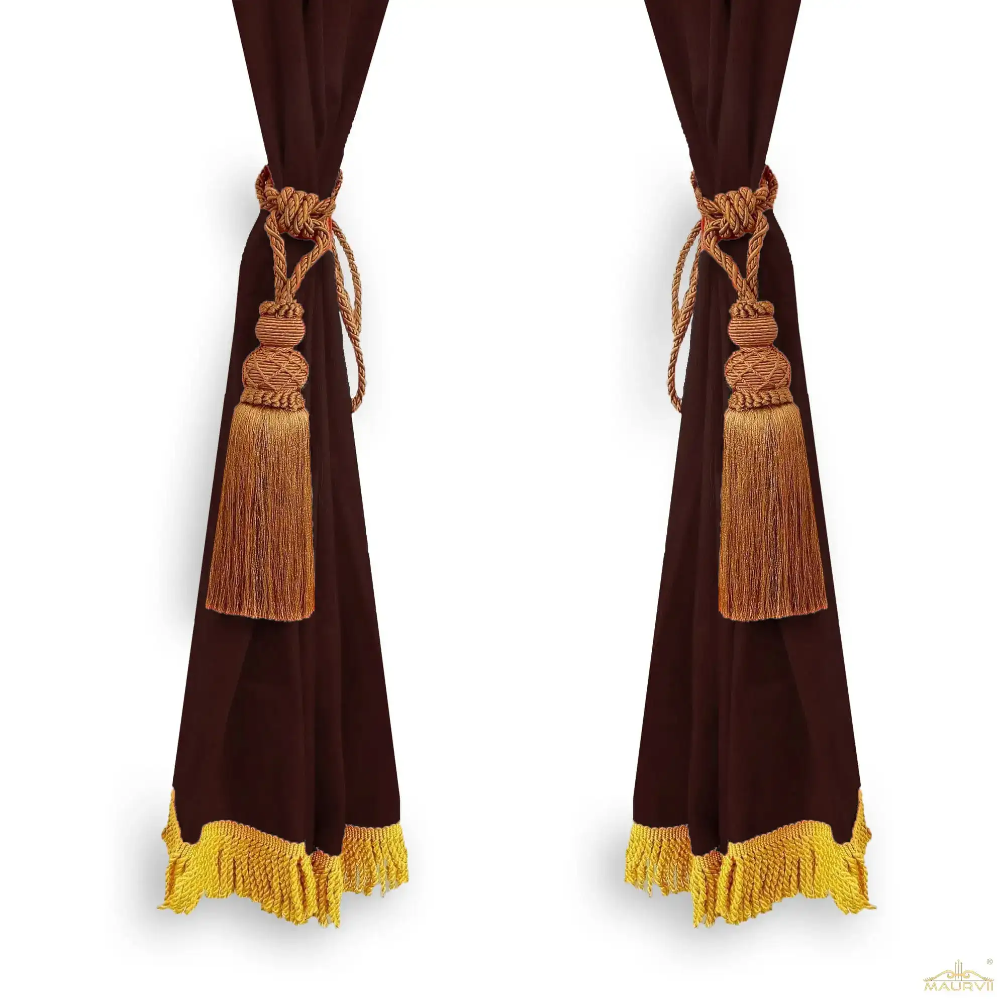 Brown tassel curtains