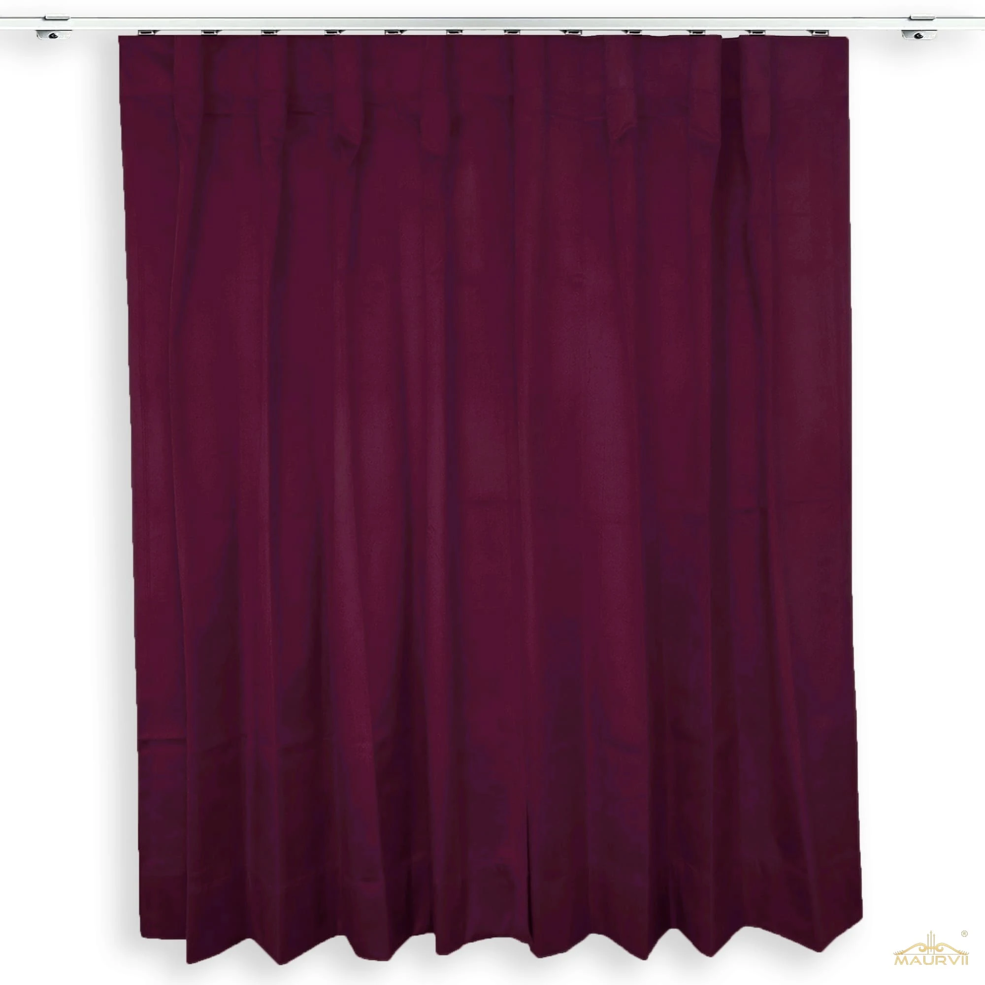 Triple pleated velvet curtains in burgundy color