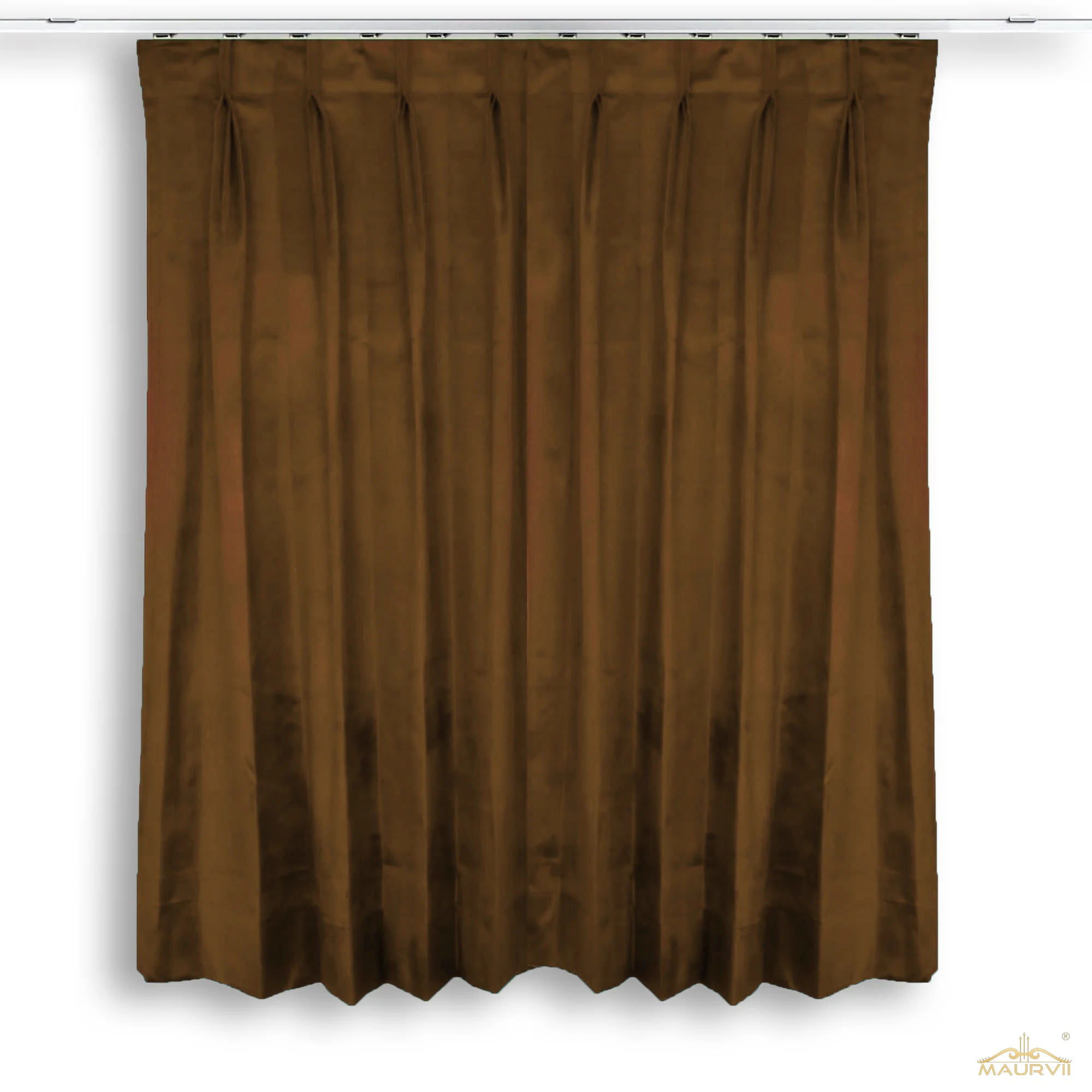 Double pleated velvet stage curtains in camel brown color
