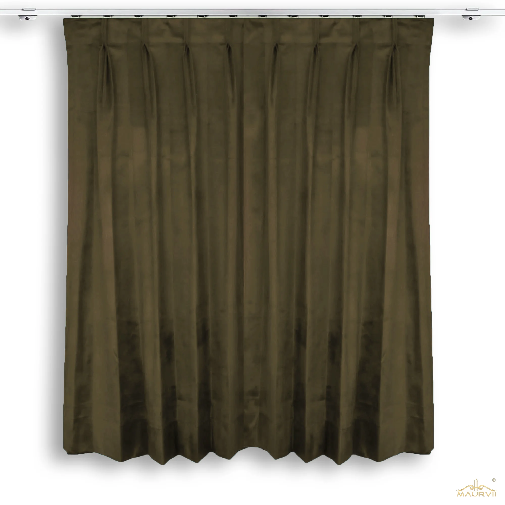 Double pleated velvet stage curtains in chocolate brown color