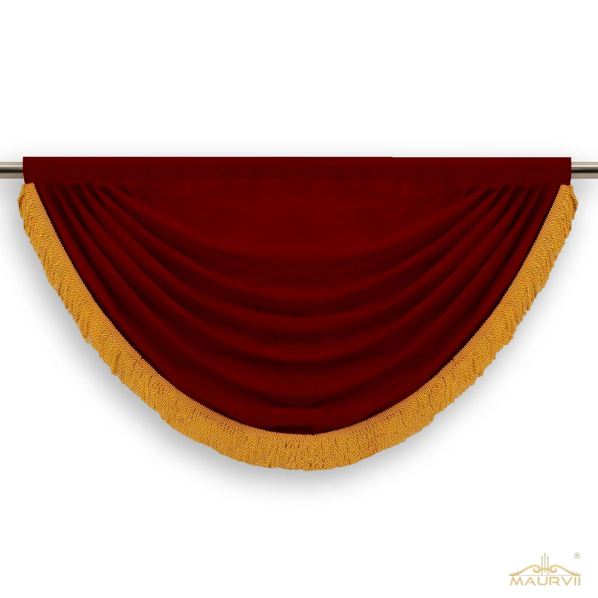 Single piece swag valance with fringe