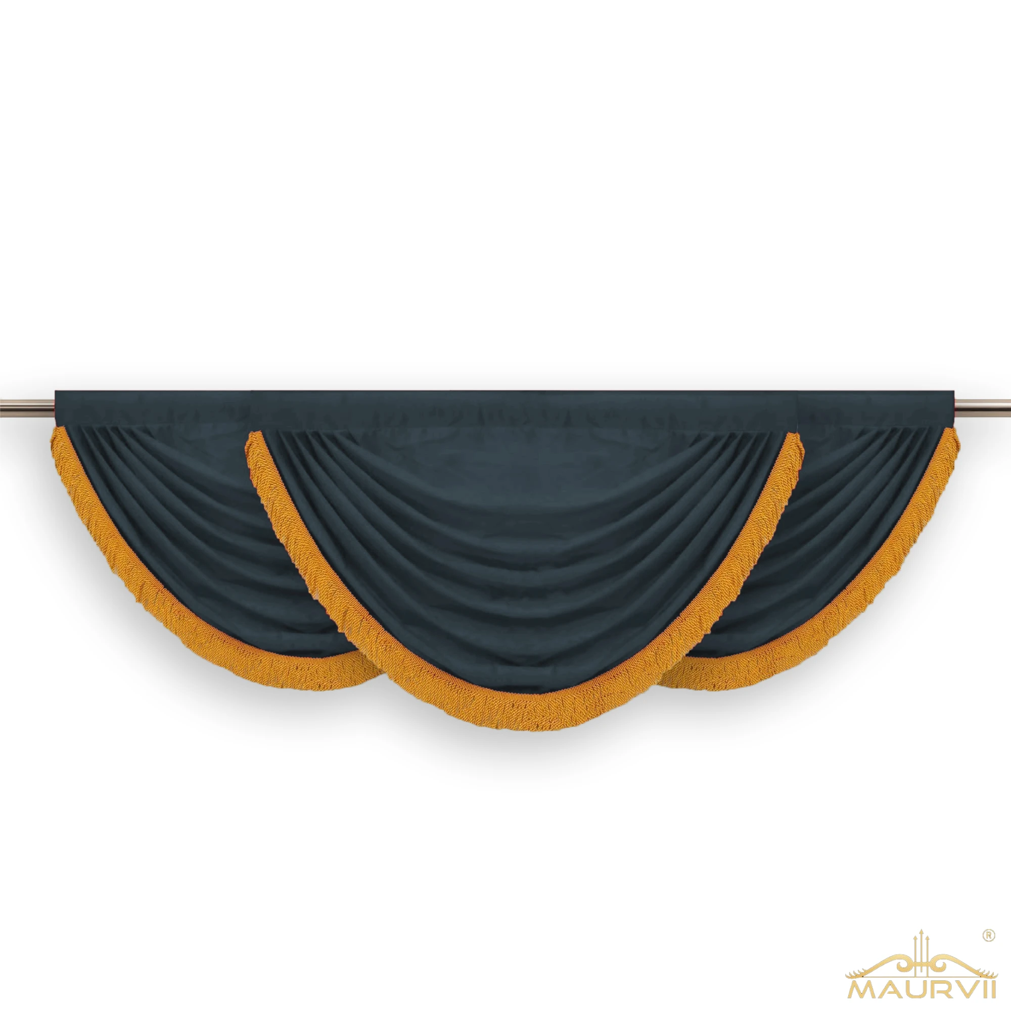 Dark grey swag valance curtains