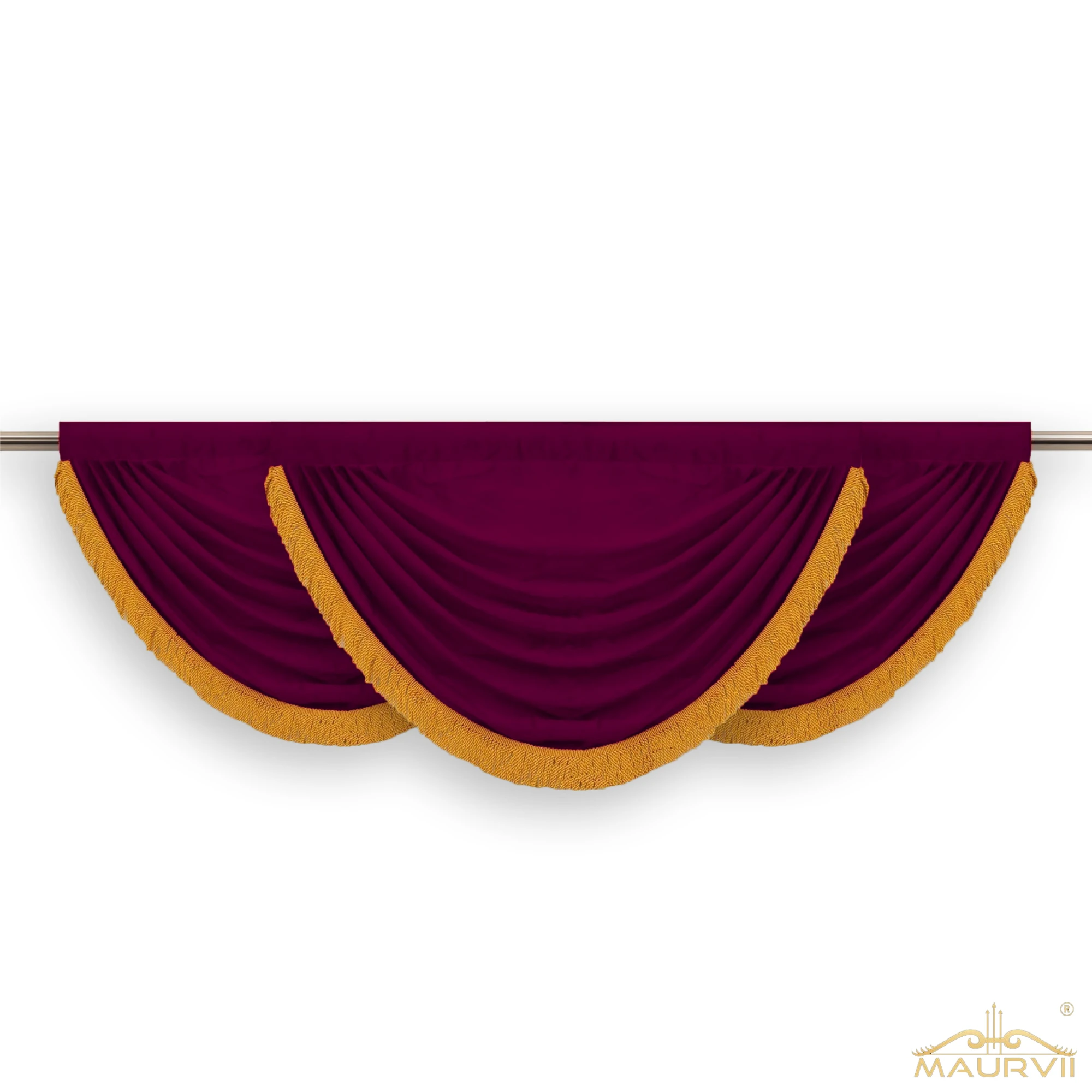 Maroon swag valance curtains