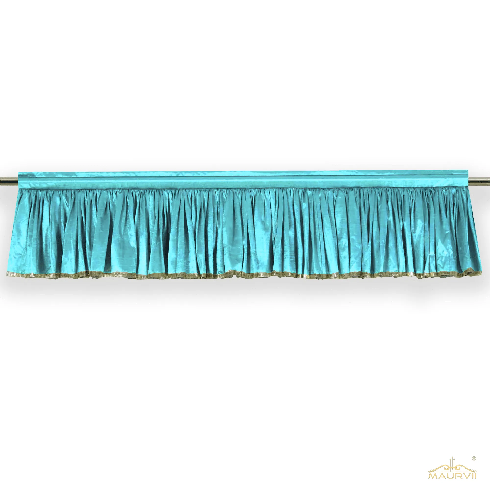 Rust Pleated Valance with golden trim at bottom