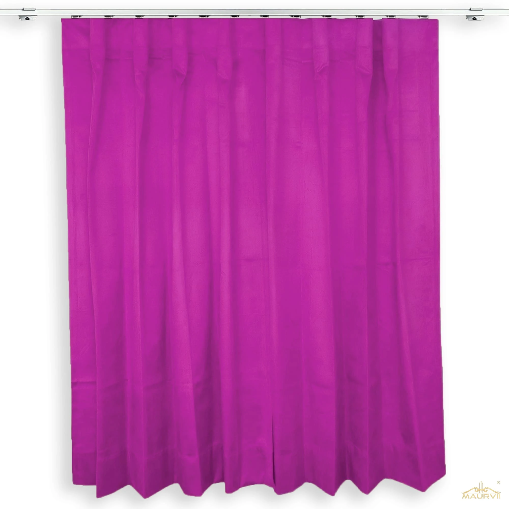 Triple pleated velvet curtains in pink color