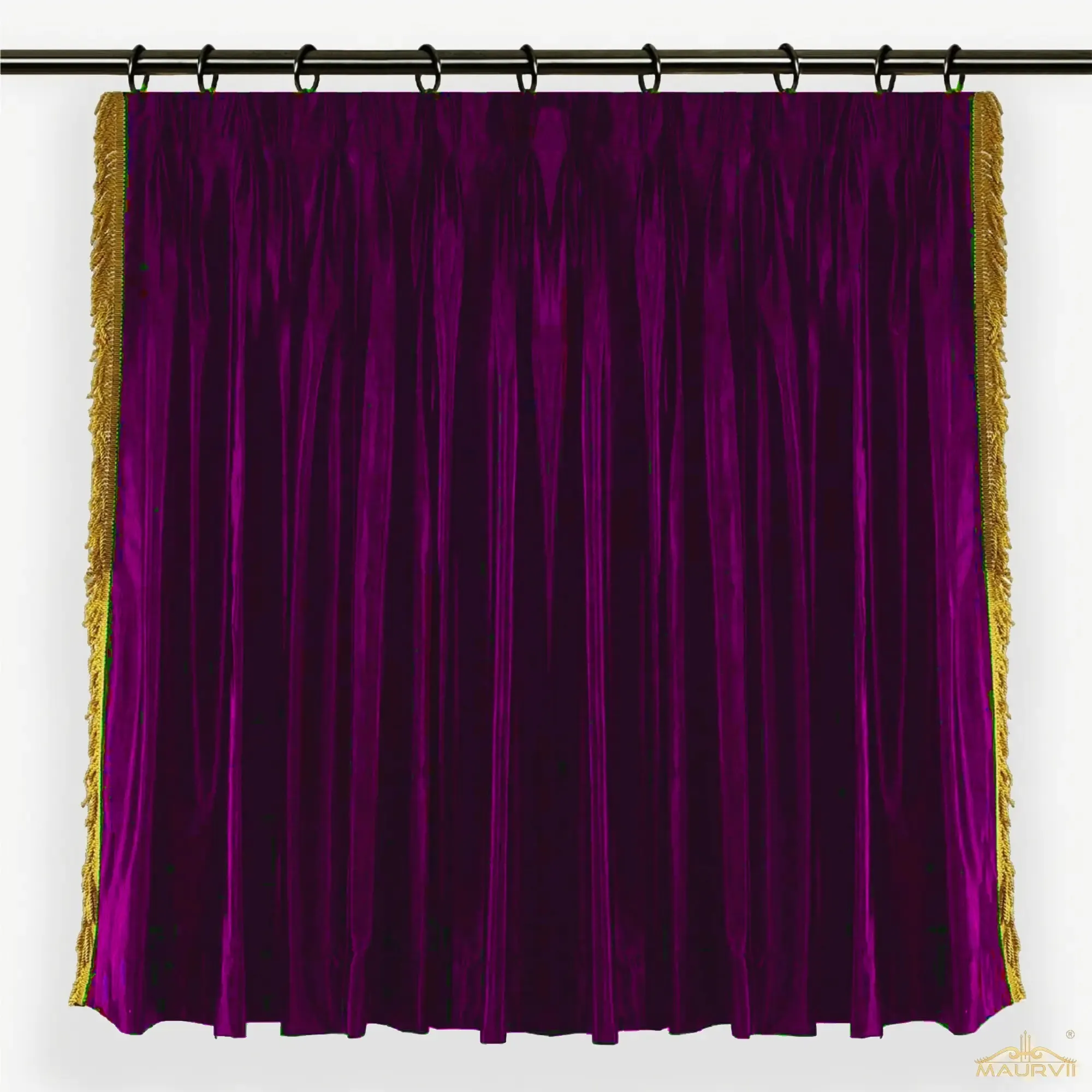 Plum curtains with fringe