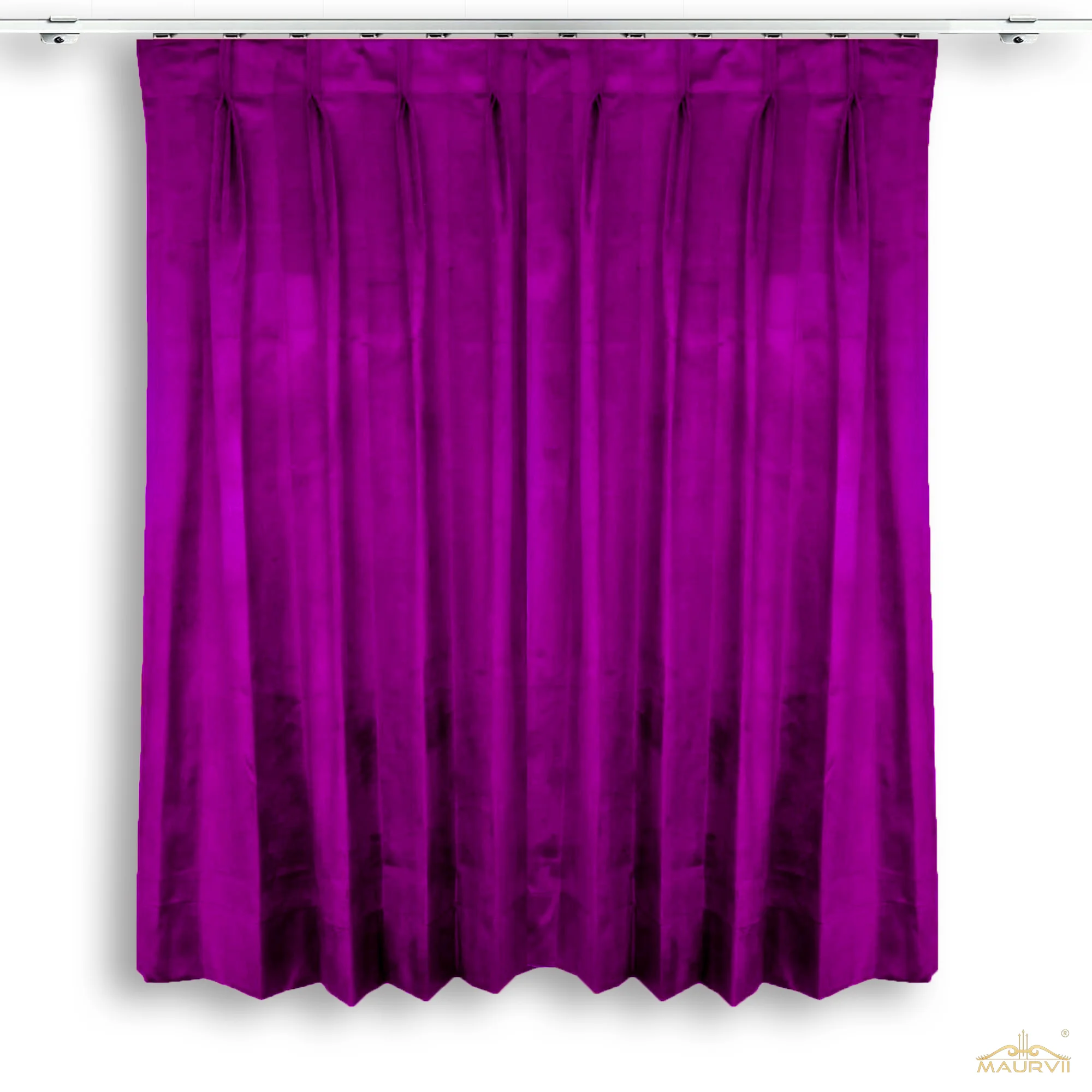 Pleated velvet stage curtains in purple color