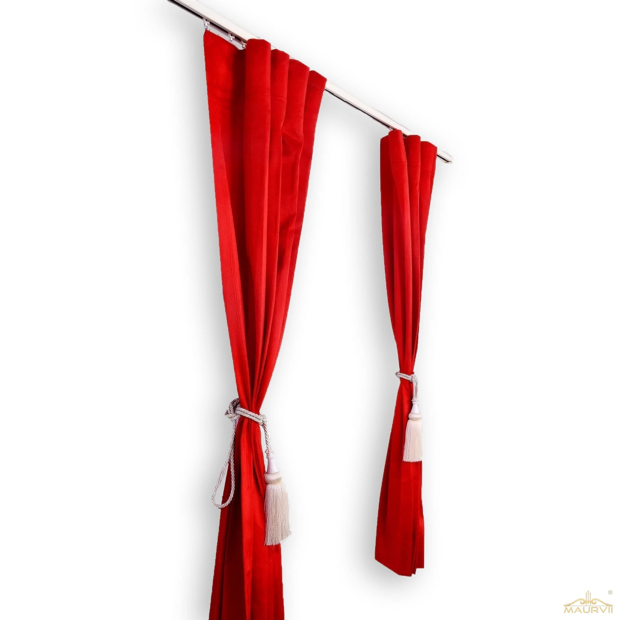 Red living room curtains for room decoration