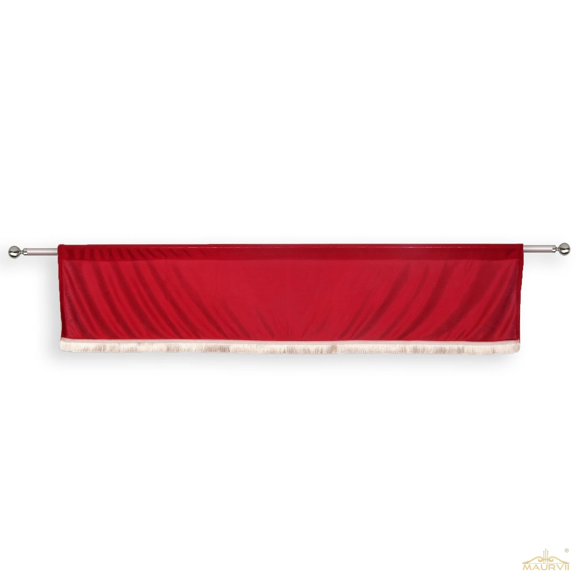 Red fringe valance curtains