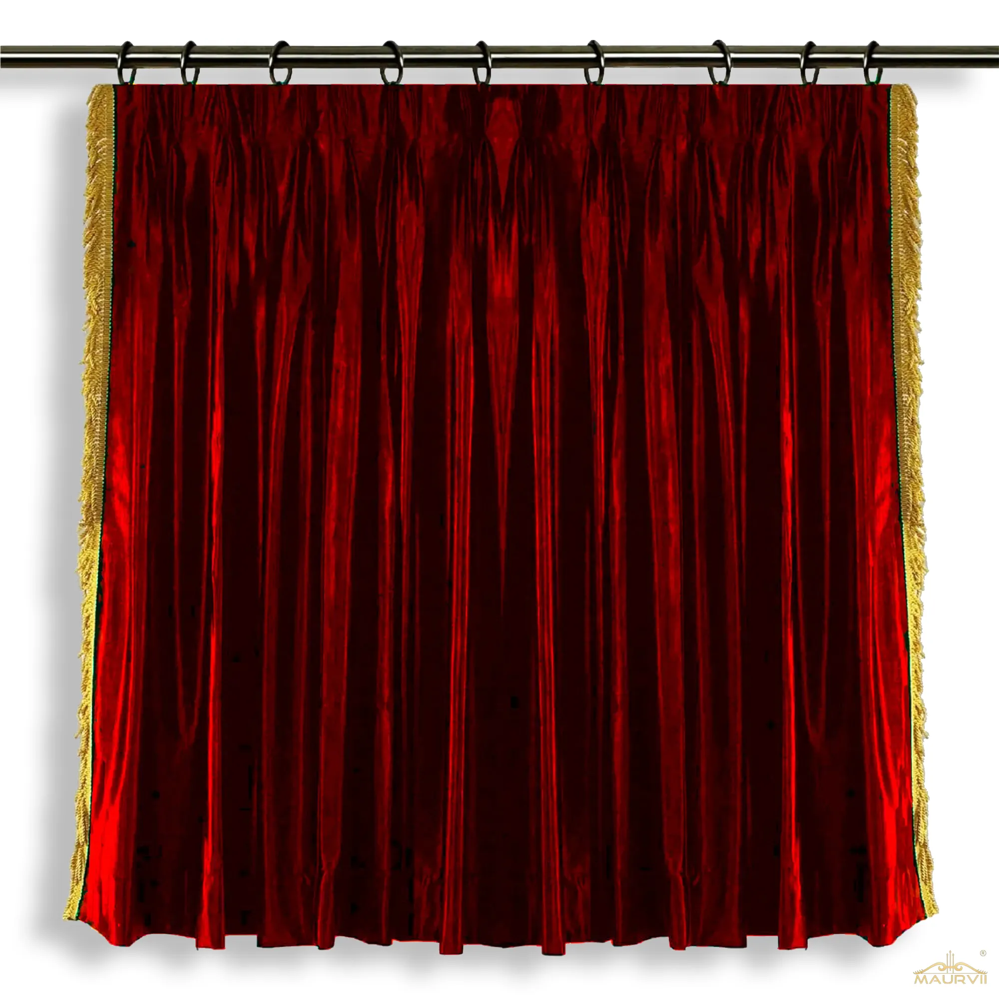 Red fringe curtains for stage