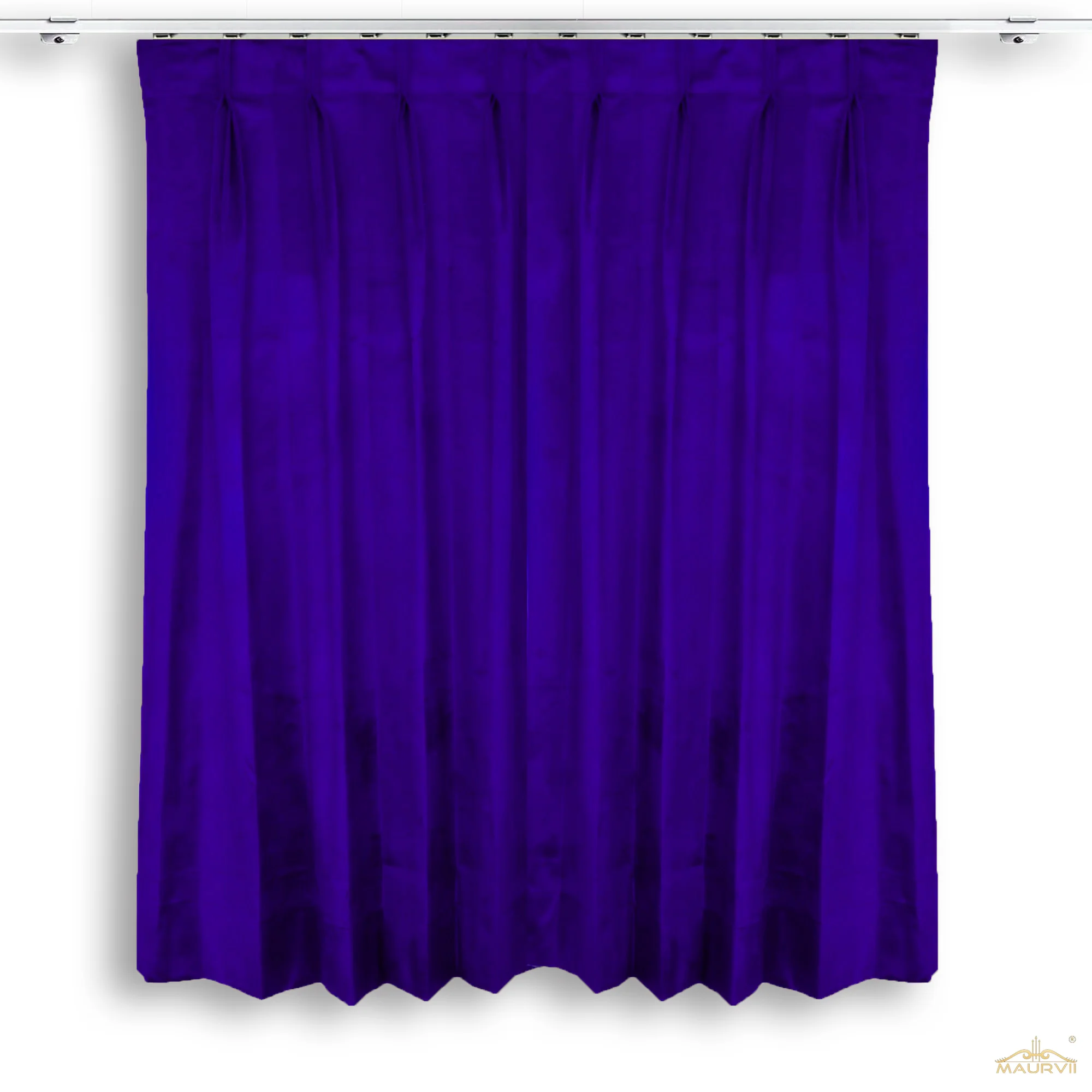 Double pleated velvet stage curtains in blue color