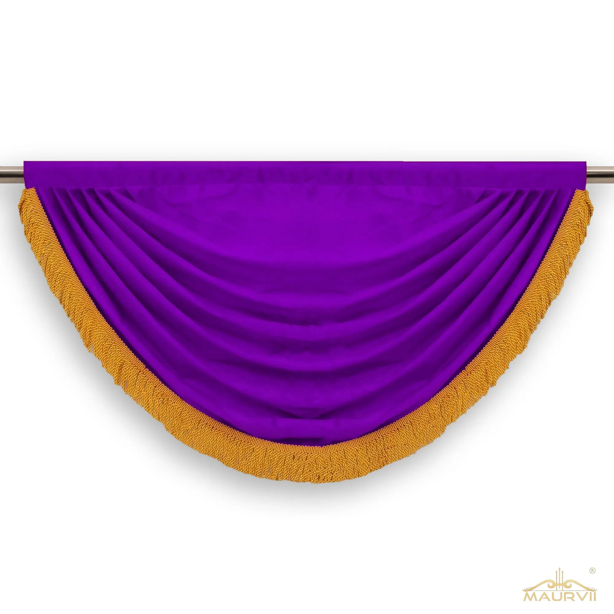 Purple valance in swag pattern