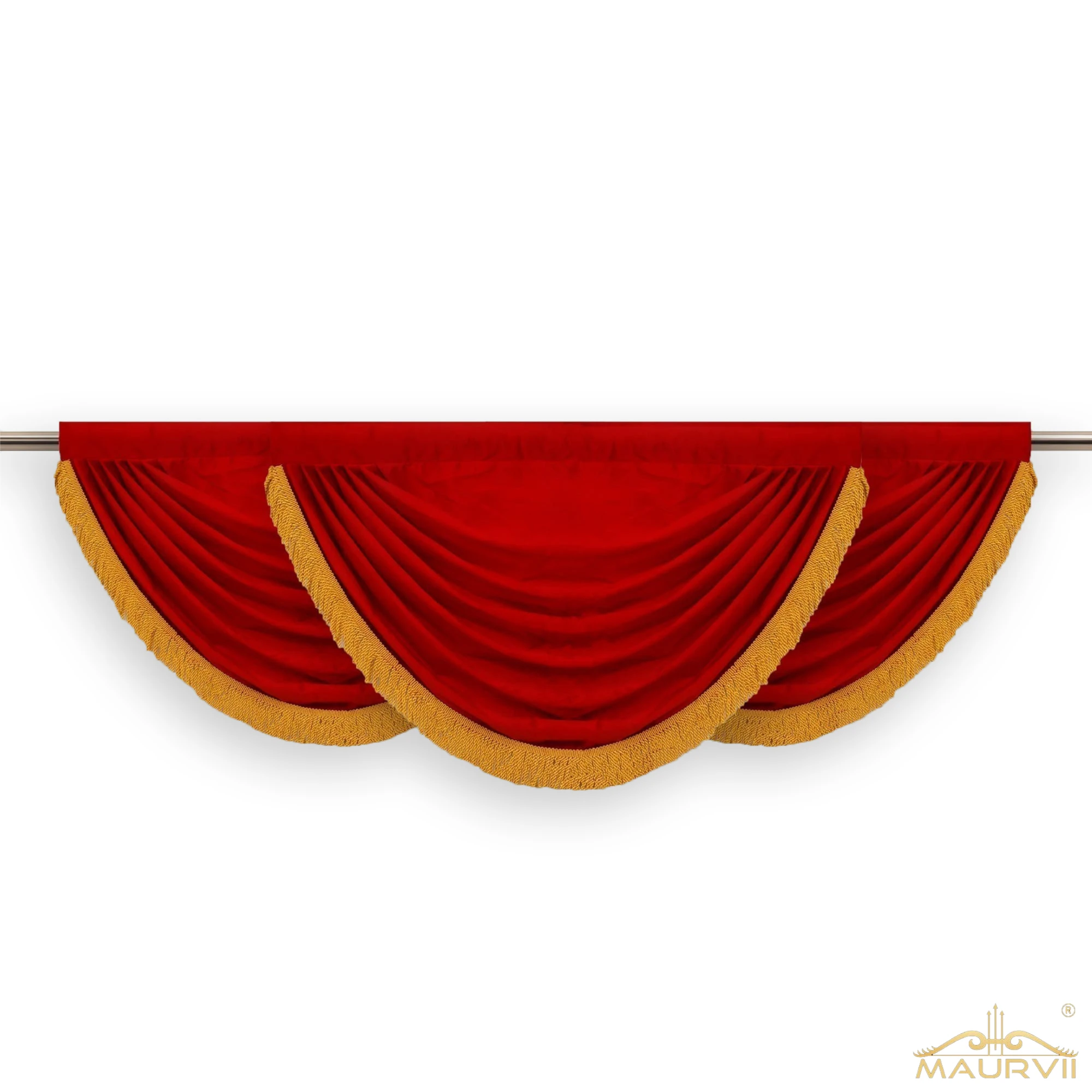 Red swag valance curtains for church decoration
